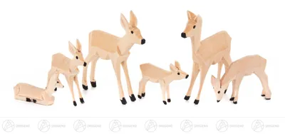 Produktbild von Miniatur Rehe geschnitzt (6)  Höhe ca 3 cm NEU