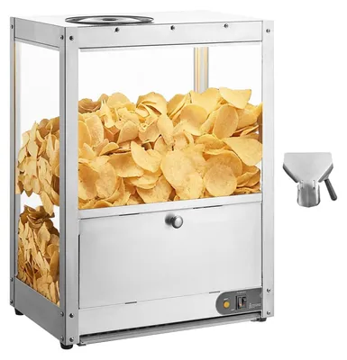 Produktbild von Gewerblicher Nacho-Wärmer - Elektrischer Chipswärmer - Kapazität 80 l - Leistung 300 W - Heizplatte & Wärmelampe - Edelstahlgehäuse - Für Nachos, Chips & Popcorn
