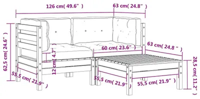 Imagen del producto de Sofá de jardín vidaXL con cojines y reposapiés, de 2 plazas
