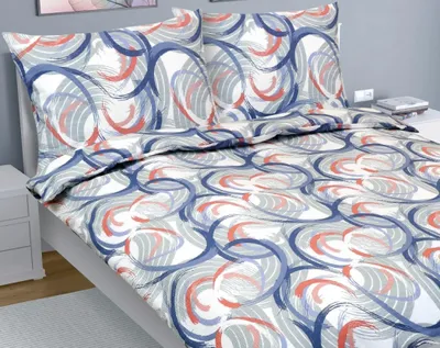 Zdjęcie produktu dla Pościel krepowa na podwójnym łóżku - 1 szt. 180x220, 70x90 - niebieska, różowa, szara