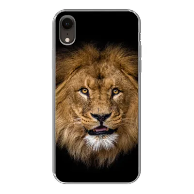 Produktbild von MuchoWow® Handyhülle Schutzhülle Hülle für iPhone XR Löwe - Porträt - Schwarz - Tiere Silikon Softcase Handy Hülle - Schutzdeckel