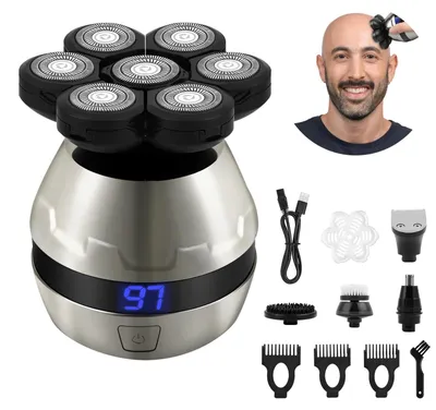Produktbild von Rasierer Herren 5 in 1 Kopfrasierer IPX6 Wasserdichter Glatze Kopf Rasierer mit 7D Magnetische 10000 RPM Glatzenrasierer Glatzen Rasierer-LSGT-006