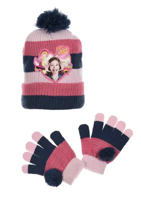 Produktbild von Disney SoyLuna Kinder Winter-Set 2-tlg. Winter-Mütze Bommel-Mütze & Handschuhe, Größe:52