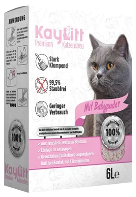 Produktbild von Kaylitt Katzenstreu Bentonit Babypuderduft 6 Liter Karton
