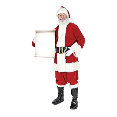 Produktbild von Pappfigur Weihnachtsmann mit kleiner weißer Tafel für die Weihnachtsliste - Höhe 180 cm