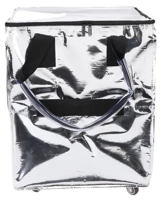 Immagine prodotto di Borsa della spesa con ruote, grande capienza, multifunzionale, portatile, pieghevole, per la spesa, con rotelle, color argento