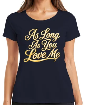 Obrázek produktu pro Tričko s potiskem "As Long As You Love Me", romantická popová píseň z 90. let, dámské, tmavě modré, velikost 3XL