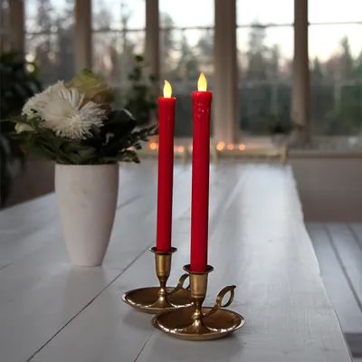 Produktbild von Best Season LED-Leuchtkerzen lang, 2er Set rot, ca.24x2,5 cm, Schalter oben, batteriebetr.,w/, 066-62