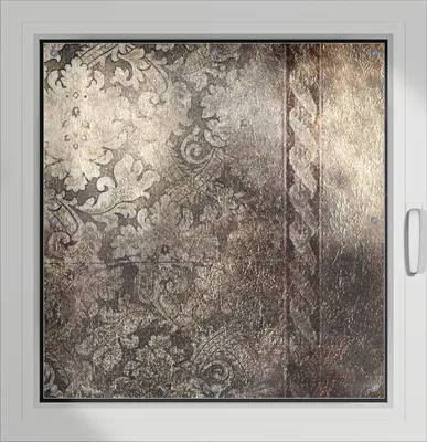 Produktbild von Wallario Lichtschutzbild, Dekorativer Sichtschutz Sonnenschutz 96 x 100 cm mit Motiv: Schnörkelmuster in dunkelbraun - Verdunklung ohne Bohren