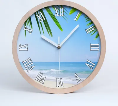 Produktbild von Holzuhr 30fi cm wanduhr - weiße Spitzen - tropischer Strand