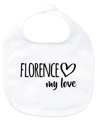 Produktbild von Huuraa Baby Lätzchen Florence my love White Klettverschluss Baumwolle Latz Geschenkidee