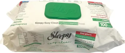 A package of Sleepy Easy Clean surface cleaning wipes.