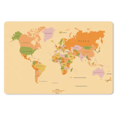 Produktbild von MuchoWow® Mauspad Mousepad Weltkarte - Farbenfroh - Trendy 27x18 cm - Mousepads - Maus Mat - Pad - Mausunterlage - Büroartikel - Desk Matten