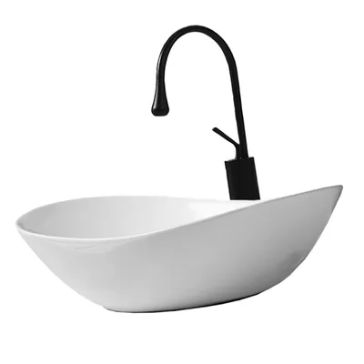 Zdjęcie produktu dla Umywalka Nablatowa Owalna Ceramiczna Biała Stawiana Na Blat Owal Połysk Elegancka