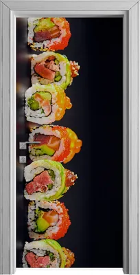 Produktbild von Tür Selbstklebende 90x210 cm Türfolie Türtapete Klebefolie - japanisches Essen Sushi-Rollen