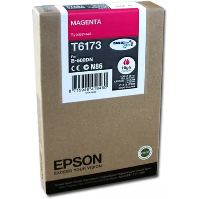 Obrázok produktu pre Epson ink tank Magenta T6173 DURABrite Ultra Ink (high capacity), Vysoký (XL) výnos, Purpurová, Atrament na pigmentovej báze, 100 ml, 1 kusov