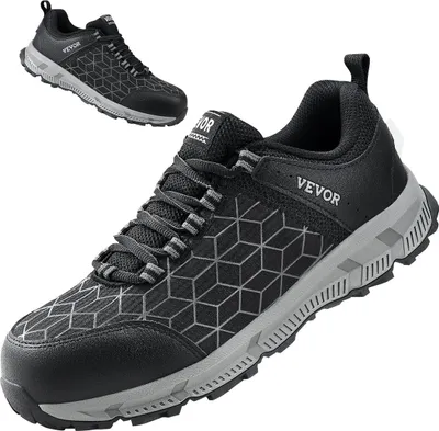 Productafbeelding van Veiligheidsschoenen met stalen neus voor heren, maat 12 (US), sportieve werkschoenen/sneakers, zwart