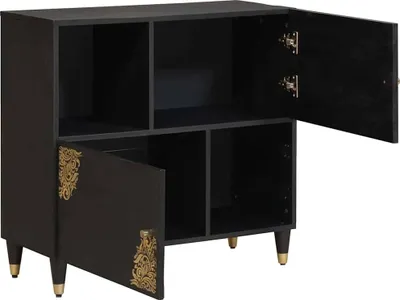 Zdjęcie produktu dla vidaXL Kredens z półką czarny 80 x 33 x 75 cm lite drewno mango