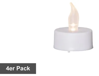 Produktbild von Star Trading 4x LED Teelicht weiß 6/18h Timer 3,8x4cm Kunststoff dezent flackernd