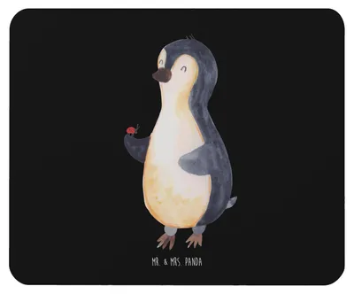 Produktbild von Mr. & Mrs. Panda Mauspad Pinguin Marienkäfer - Schwarz - Geschenk, Kleine Wunder, Mousepad, Mouse Pad, Aufmerksam, Freude, pc, mousematte, mausunterlage, Glück