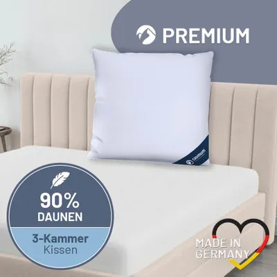 Produktbild von Daunenkissen, 3-Kammer Kopfkissen 80x80 cm, Kissen 90% Daunen / 10% Federn (Außen), DOWNPASS, CASIMUM