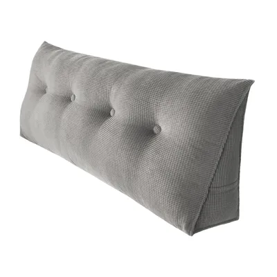 Produktbild von Mipan Keilkissen, Lesekissen, Rückenkissen, 120x50x20 cm, Samtstoff Polyesterfaser, grau, abnehmbarer und waschbarer Bezug, für Bett & Sofa