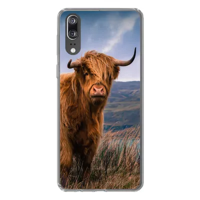 Produktbild von MuchoWow® Handyhülle Schutzhülle Hülle für Huawei P20 Schottischer Highlander - Berg - Wasser - Natur - Kuh Silikon Softcase Handy Hülle - Hardcover