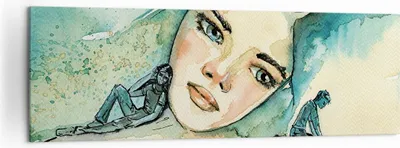 Produktbild von Bild auf Leinwand - Leinwandbild - Einteilig - Aquarell Frau Emotionen - 160x50cm - Wand Bild - Wanddeko - Wandbilder - Leinwanddruck - Bilder - Wanddekoration - Leinwand bilder - AB160x50-4858