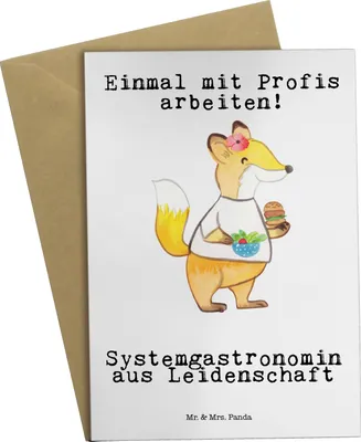 Produktbild von Mr. & Mrs. Panda Grußkarte Systemgastronomin Leidenschaft - Weiß - Geschenk, osterkarten, Grußkarten, einladungskarten, osterkarte, glückwunschkarten, weihnachtskarten