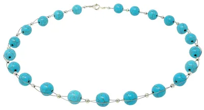 Produktbild von Kette Collier aus Türkis-Howlith Ø10mm 48cm Türkiskette Türkis Halskette Damen