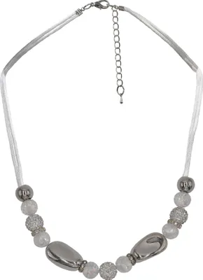 Produktbild von Steuer Modeschmuck Kette Metall 59cm weiß Glasstein 445050161