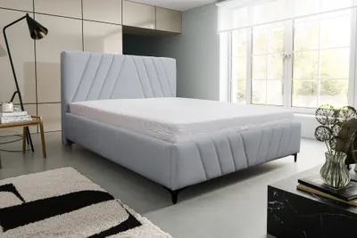 Image de VENASI CAPRI Lit 140x200 GRIS avec sommier à lattes sans matelas Velour CASTEL85 Lit