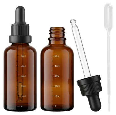 Pipettenflasche 50 ml, braun, Glas, 2 Stück, mit 1-ml-Pipette