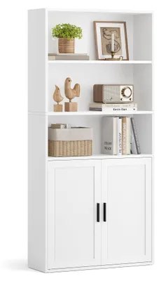 Produktbild von VASAGLE Bücherregal, 5-stöckiges Standregal mit Tür, 60 x 24 x 145.9 cm