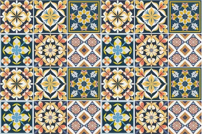 Produktbild von Fliesenaufkleber 20 x 20 cm – 24 Stück – Selbstklebend – Wasserfest – Pflegeleicht – Hitzebeständig – Für Küche & Bad – Orientalische Blumenmotive