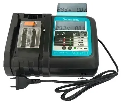 Obrázek produktu pro Baterie pro elektrické nářadí, lithium-iontová, vysoká kapacita, nabíječka LED DC18RC