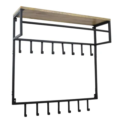 Produktbild von LOFT42 Petri Garderobe – 15 Haken – Metall – Schwarz – 100x57x30