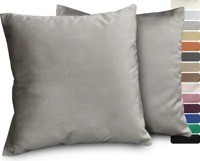 Produktbild von BEAUTEX Samt Kissenhüllen 2er Set, Premium Kissenbezug, Sofa- und Dekokissen, Größe und Farbe wählbar (40x40 cm, Grau)