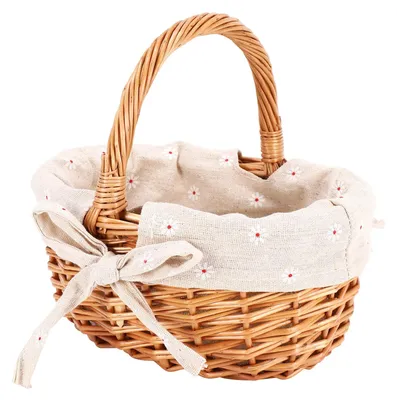 Produktbild von Einkaufskorb klein, geflochtenes Rattan, mit handgewebten Blumen, 1 Stück, für die Küche