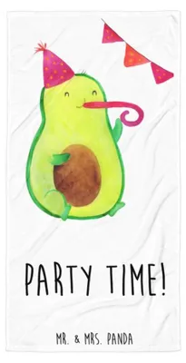 Produktbild von Mr. & Mrs. Panda Handtuch Avocado Party Zeit - Weiß - Geschenk, Frotteehandtuch, Lebensfroh, Strandlaken, Duschtuch, Strandtuch, Genießen, Geburtstag, Duschhandtuch