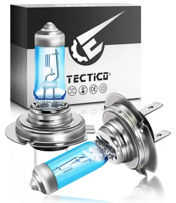 Produktbild von TECTICO H7 Halogen Birne 12V 55W Warmweiß +130% Ultra Heller Fernlicht Abblendlicht Tagfahrlicht Auto Motorrad Lampe Ersatz, 2 Stücke – Größe H7 (55W) +130%