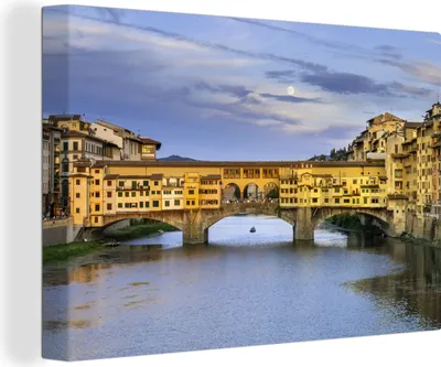 Obrázek produktu pro OneMillionCanvasses® - Obrazy na plátně - 140x90 cm, Barevný Ponte Vecchio v italské Florencii, nástěnný tisk Nástěnná dekorace - fotografie na plátně - malba