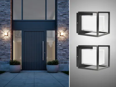 Produktbild von 2er Set LED Außenwandleuchten Aluminium Schwarz Fassadenbeleuchtung für Hauswand
