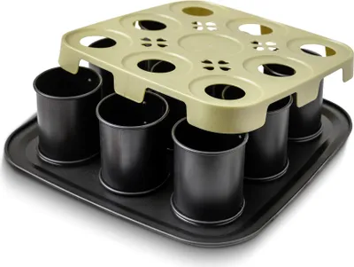 Produktbild von Zenker Bake, Click & Go 9er Törtchenblech  29 x 29 x 7 cm  Backform mit separat erhältlichem Deckel für den direkten Transport  Kuchenform zum Backen & Transportieren