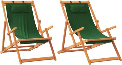 Produktbild von 2 klappbare Strandstühle in Grün aus Stoff, Gartenmöbel, 14 kg