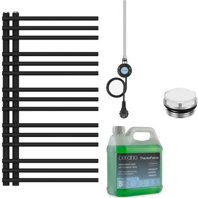 Image de Ensemble de radiateur électrique pour salle de bain Burke - L/P - WIFI - 300W - Noir mat - 1000x500 mm