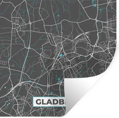 Produktbild von MuchoWow® Wandtattoo Wandsticker Wandaufkleber Stadtplan - Karte - Gladbeck - Deutschland - Karte 100x100 cm Selbstklebend und Repositionierbar - Wierderverwendbar - Selbstklebend