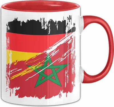 Produktbild von Marokko Deutschland Flagge Halb Deutscher Halb Marokkaner Fußball Germany 2024 Europa Morocco (Rot)