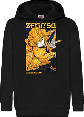 Obrázek produktu pro Dětská Mikina S Kapucí Demon Anime Slayer Zenitsu Agatsuma, 5-6 Jahr - 116 / Černá