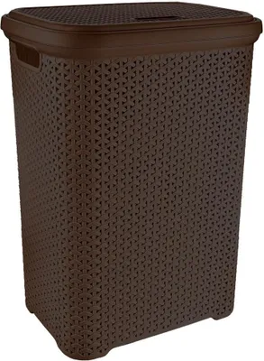 Produktbild von Orion Wäschekorb mit Deckel in Rattan-Optik, 55l braun